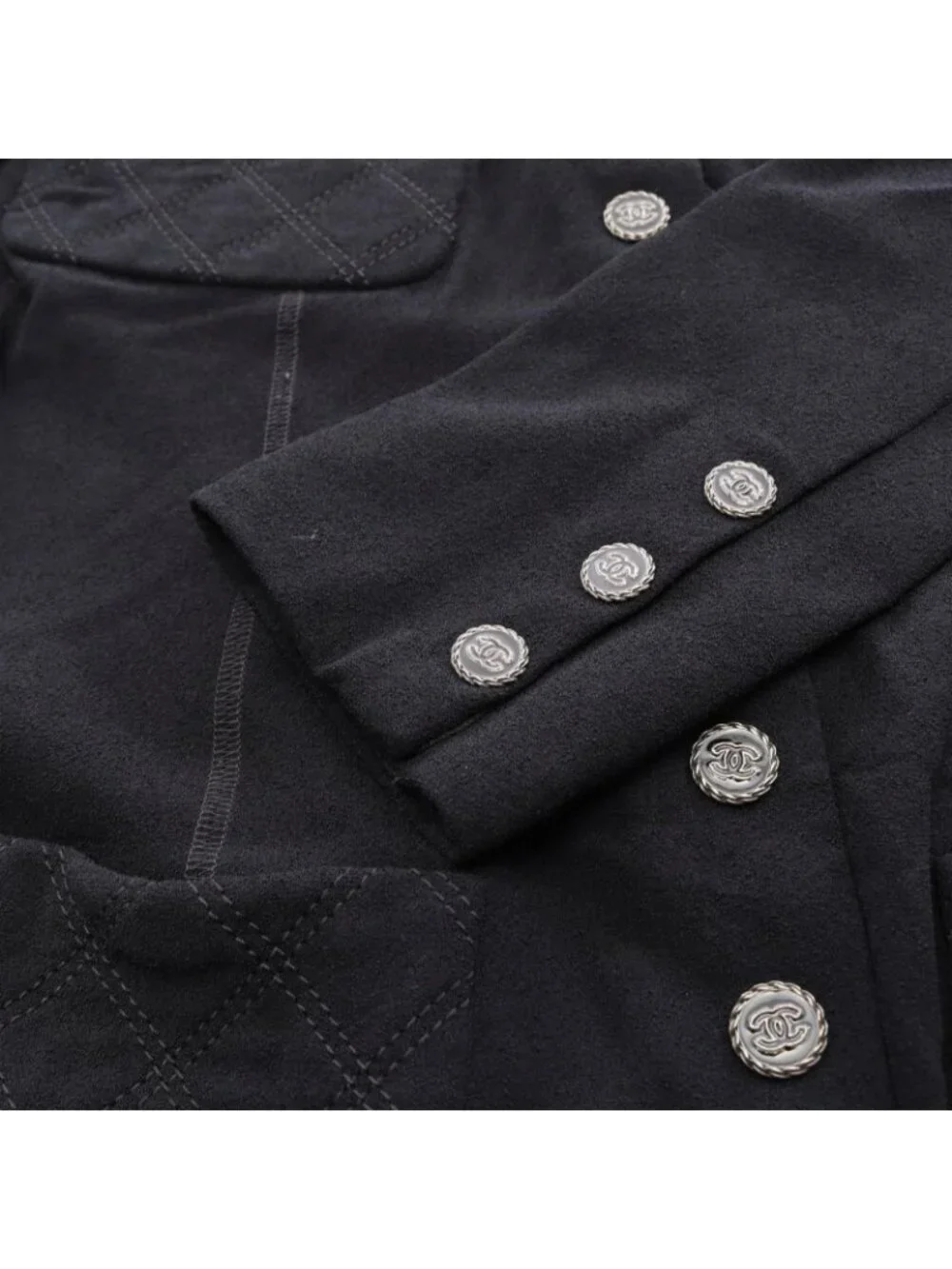 Chanel Collarless Jacket CC Logo Button